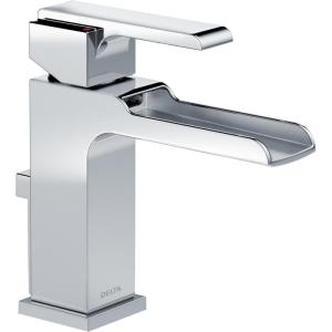 imageDelta Faucet Ara Single Hole Bathroom Faucet Brushed Nickel Waterfall Faucet Single Handle Metal Drain Assembly Stainless 568LFSSMPU 763 x 156 x 519 inchesChrome
