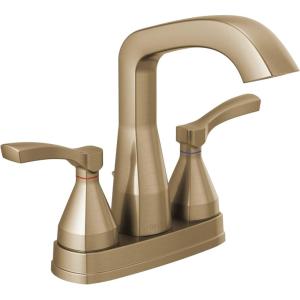imageDelta Faucet Stryke Matte Black Bathroom Faucet Centerset Bathroom Faucet Diamond Seal Technology Metal Drain Assembly Matte Black 25776BLMPUDSTChampagne Bronze