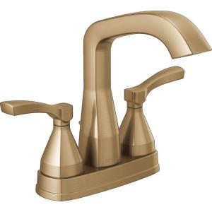 imageDelta Faucet Stryke Matte Black Bathroom Faucet Centerset Bathroom Faucet Diamond Seal Technology Metal Drain Assembly Matte Black 25776BLMPUDSTLumicoat Champagne Bronze