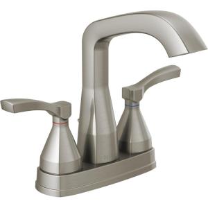 imageDelta Faucet Stryke Matte Black Bathroom Faucet Centerset Bathroom Faucet Diamond Seal Technology Metal Drain Assembly Matte Black 25776BLMPUDSTStainless