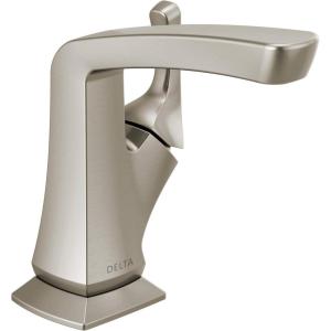 imageDelta Faucet Vesna Matte Black Bathroom Faucet Single Hole Bathroom Faucet Single Handle Bathroom Faucet Drain Assembly Matte Black 15789LFBLSpotshield Brushed Nickel