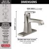 imageDelta Faucet Ashlyn Single Hole Bathroom Faucet Single Handle Bathroom Faucet Black Bathroom Sink Faucet Diamond Seal Technology Drain Assembly Matte Black 564BLMPUDSTStainless