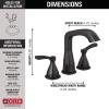imageDelta Faucet Stryke Widespread Bathroom Faucet 3 Hole Matte Black Bathroom Faucet Diamond Seal Technology Metal Drain Assembly Matte Black 35776BLMPUDST