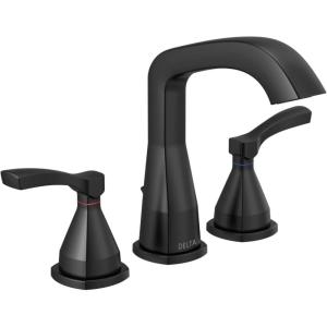 imageDelta Faucet Stryke Widespread Bathroom Faucet 3 Hole Matte Black Bathroom Faucet Diamond Seal Technology Metal Drain Assembly Matte Black 35776BLMPUDST