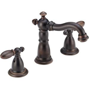 imageDelta Faucet Victorian Widespread Bathroom Faucet 3 Hole Bronze Bathroom Faucet Diamond Seal Technology Metal Drain Assembly Venetian Bronze 3555RBMPUDSTVenetian Bronze
