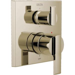 imageDELTA FAUCET T24967CZ Angular Modern Monitor 14 Series Valve 6Setting Integrated Shower Trim with Diverter Champagne BronzPolished Nickel