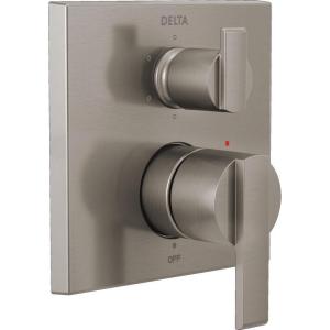 imageDELTA FAUCET T24967CZ Angular Modern Monitor 14 Series Valve 6Setting Integrated Shower Trim with Diverter Champagne BronzStainless