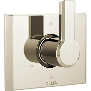 imageDelta Faucet T11999BL Pivotal 6Setting 3Port Diverter Trim Matte BlackLumicoat Polished Nickel