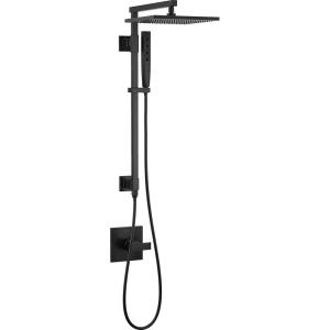 imageDelta Faucet Emerge Matte Black Shower Column Including Rain Shower Head Handheld Shower Shower Handle and Shower Valve Shower System Rainfall Shower Head Matte Black 58420BL Valve IncludedMatte Black
