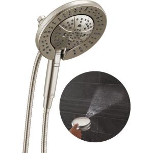 imageDelta Faucet 7Setting In2ition 2in1 Dual Shower Head with ProClean Spray Brushed Nickel Round Shower Head with Hose Hand Held Shower Head 25 GPM Lumicoat Stainless 58651SSPR25