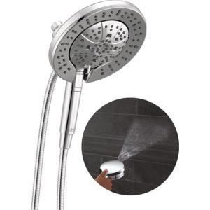 imageDelta Faucet 7Setting In2ition 2in1 Dual Shower Head with ProClean Spray Chrome Round Shower Head with Hose Hand Held Shower Head 25 GPM Lumicoat Chrome 58651PR25