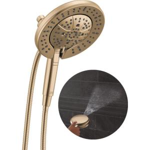 imageDelta Faucet 7Setting In2ition 2in1 Dual Shower Head with ProClean Spray Gold Round Shower Head with Hose Hand Held Shower Head 25 GPM Lumicoat Champagne Bronze 58651CZPR25