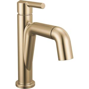 imageDelta 15849LFPD Nicoli 12 GPM Single Hole Bathroom Faucet with Pull Down Spout and Push PopUp Drain Assembly  Champagne Bronze