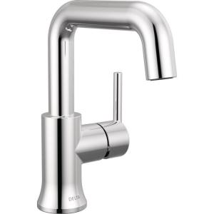 imageDelta Trinsic USpout 1Hole Bathroom Faucet with Wheel Handle Polished Nickel Single Hole Bathroom Sink Faucet Metal PushPop Drain Assembly Polished Nickel 5547HARPNDSTChrome