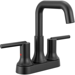 imageDelta Trinsic USpout Centerset Bathroom Faucet Polished Nickel 3Hole Bathroom Sink Faucet Metal PushPop Drain Assembly Polished Nickel 2554PNMPUDSTMatte Black