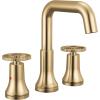 imageDelta Trinsic USpout Widespread Bathroom Faucet with Wheel Handle Polished Nickel 3Hole Bathroom Sink Faucet Metal PushPop Drain Assembly Polished Nickel 35547PNMPUDSTChampagne Bronze