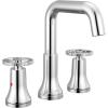 imageDelta Trinsic USpout Widespread Bathroom Faucet with Wheel Handle Polished Nickel 3Hole Bathroom Sink Faucet Metal PushPop Drain Assembly Polished Nickel 35547PNMPUDSTChrome