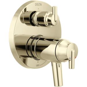 imageDelta 17T Series 3Setting Shower Handle Thermostatic Integrated Diverter Trim Kit Polished Nickel 2Handle Shower Diverter Valve Trim Kit Polished Nickel T27T859PN Valve Not IncludedPolished Nickel