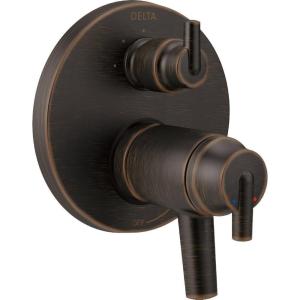 imageDelta 17T Series 3Setting Shower Handle Thermostatic Integrated Diverter Trim Kit Polished Nickel 2Handle Shower Diverter Valve Trim Kit Polished Nickel T27T859PN Valve Not IncludedVenetian Bronze