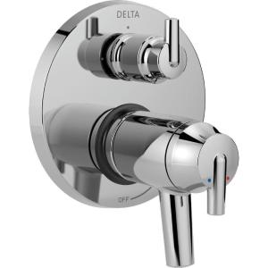 imageDelta 17T Series 3Setting Shower Handle Thermostatic Integrated Diverter Trim Kit Polished Nickel 2Handle Shower Diverter Valve Trim Kit Polished Nickel T27T859PN Valve Not IncludedChrome