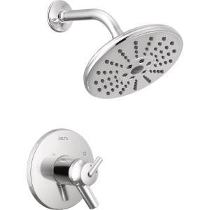 imageDelta Trinsic 17T Series Thermostatic DualFunction H2Okinetic Shower Faucet Set Polished Nickel Shower Head and Handle Valve Trim Kit Polished Nickel T17T259PNH2O Valve Not IncludedChrome