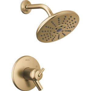 imageDelta Trinsic 17T Series Thermostatic DualFunction H2Okinetic Shower Faucet Set Polished Nickel Shower Head and Handle Valve Trim Kit Polished Nickel T17T259PNH2O Valve Not IncludedChampagne Bronze