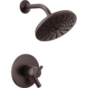 imageDelta Trinsic 17T Series Thermostatic DualFunction H2Okinetic Shower Faucet Set Polished Nickel Shower Head and Handle Valve Trim Kit Polished Nickel T17T259PNH2O Valve Not IncludedVenetian Bronze