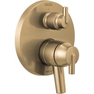 imageDelta Trinsic DualFunction Shower Handle Valve Trim Kit with 3Setting Integrated Diverter Polished Nickel 3Way Shower Diverter Valve Trim Kit Polished Nickel T27859PN Valve Not IncludedChampagne Bronze