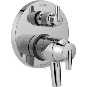 imageDelta Trinsic DualFunction Shower Handle Valve Trim Kit with 3Setting Integrated Diverter Polished Nickel 3Way Shower Diverter Valve Trim Kit Polished Nickel T27859PN Valve Not IncludedChrome