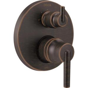 imageDelta Trinsic SingleFunction Shower Handle Valve Trim Kit with 6Setting Integrated Diverter Polished Nickel 6Way Shower Diverter Valve Trim Kit Polished Nickel T24959PN Valve Not IncludedVenetian Bronze