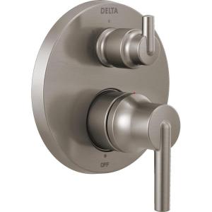 imageDelta Trinsic SingleFunction Shower Handle Valve Trim Kit with 6Setting Integrated Diverter Polished Nickel 6Way Shower Diverter Valve Trim Kit Polished Nickel T24959PN Valve Not IncludedStainless