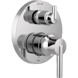 imageDelta Trinsic SingleFunction Shower Handle Valve Trim Kit with 6Setting Integrated Diverter Polished Nickel 6Way Shower Diverter Valve Trim Kit Polished Nickel T24959PN Valve Not IncludedChrome
