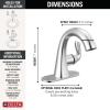 imageDelta Arvo 1 Hole Pull Down Bathroom Faucet with Sprayer Chrome Single Hole Bathroom Sink Faucet with Pull Out Sprayer for Vanity Metal PushPop Drain Chrome 15840LFPDChrome