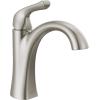 imageDelta Arvo 1 Hole Pull Down Bathroom Faucet with Sprayer Chrome Single Hole Bathroom Sink Faucet with Pull Out Sprayer for Vanity Metal PushPop Drain Chrome 15840LFPDSpotShield Brushed Nickel