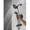 imageDelta Albion 14 Series Brushed Gold Bathtub Shower Faucet Set with In2ition 2in1 Dual Shower Head with Handheld Spray Combo Valve Trim Kit Champagne Bronze T144855CZI Valve Not IncludedMatte Black  Champagne Bronze