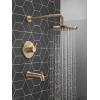 imageDelta Faucet Modern Raincan Round SingleFunction Tub and Shower Trim Kit Gold Tub Faucet Set Rainfall Shower Head Gold Delta Shower Kit Champagne Bronze T14469CZPP Valve Not IncludedChampagne Bronze