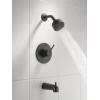 imageDelta Faucet Modern Raincan Round SingleFunction Tub and Shower Trim Kit Gold Tub Faucet Set Rainfall Shower Head Gold Delta Shower Kit Champagne Bronze T14469CZPP Valve Not IncludedMatte Black