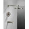 imageDelta Faucet Modern Raincan Round SingleFunction Tub and Shower Trim Kit Gold Tub Faucet Set Rainfall Shower Head Gold Delta Shower Kit Champagne Bronze T14469CZPP Valve Not IncludedSpotShield Brushed Nickel