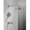 imageDelta Faucet Modern Raincan Round SingleFunction Tub and Shower Trim Kit Gold Tub Faucet Set Rainfall Shower Head Gold Delta Shower Kit Champagne Bronze T14469CZPP Valve Not IncludedSpotShield Brushed Nickel