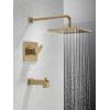 imageDelta Faucet Modern Raincan Square SingleFunction Tub and Shower Trim Kit Black Tub Faucet Set Rainfall Shower Head Black Delta Shower Trim Kit Matte Black T14468BLPP Valve Not IncludedChampagne Bronze