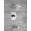 imageDelta Faucet Modern Raincan Square SingleFunction Tub and Shower Trim Kit Black Tub Faucet Set Rainfall Shower Head Black Delta Shower Trim Kit Matte Black T14468BLPP Valve Not IncludedChrome