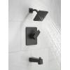 imageDelta Faucet Modern Raincan Square SingleFunction Tub and Shower Trim Kit Black Tub Faucet Set Rainfall Shower Head Black Delta Shower Trim Kit Matte Black T14468BLPP Valve Not IncludedMatte Black