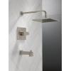 imageDelta Faucet Modern Raincan Square SingleFunction Tub and Shower Trim Kit Black Tub Faucet Set Rainfall Shower Head Black Delta Shower Trim Kit Matte Black T14468BLPP Valve Not IncludedSpotshield Stainless
