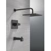 imageDelta Faucet Modern Raincan Square SingleFunction Tub and Shower Trim Kit Black Tub Faucet Set Rainfall Shower Head Black Delta Shower Trim Kit Matte Black T14468BLPP Valve Not IncludedMatte Black