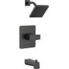 imageDelta Faucet Modern Raincan Square SingleFunction Tub and Shower Trim Kit Black Tub Faucet Set Rainfall Shower Head Black Delta Shower Trim Kit Matte Black T14468BLPP Valve Not IncludedMatte Black