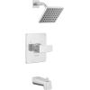 imageDelta Faucet Modern Raincan Square SingleFunction Tub and Shower Trim Kit Black Tub Faucet Set Rainfall Shower Head Black Delta Shower Trim Kit Matte Black T14468BLPP Valve Not IncludedChrome