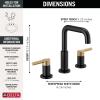 imageDelta Faucet Nicoli 14 Series SingleHandle Shower Faucet Trim Kit with 5Spray H2Okinetic Shower Head and Widespread Bathroom Faucet in BlackGold Shower Valve IncludedMatte Black  Champagne Bronze