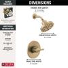 imageDelta Faucet Nicoli 14 Series SingleHandle Shower Faucet Trim Kit with 5Spray H2Okinetic Shower Head and Widespread Bathroom Faucet in BlackGold Shower Valve IncludedChampagne Bronze