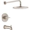 imageDelta Faucet Modern Raincan Round SingleFunction Tub and Shower Trim Kit Gold Tub Faucet Set Rainfall Shower Head Gold Delta Shower Kit Champagne Bronze T14469CZPP Valve Not IncludedSpotShield Brushed Nickel