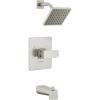 imageDelta Faucet Modern Raincan Square SingleFunction Tub and Shower Trim Kit Black Tub Faucet Set Rainfall Shower Head Black Delta Shower Trim Kit Matte Black T14468BLPP Valve Not IncludedStainless